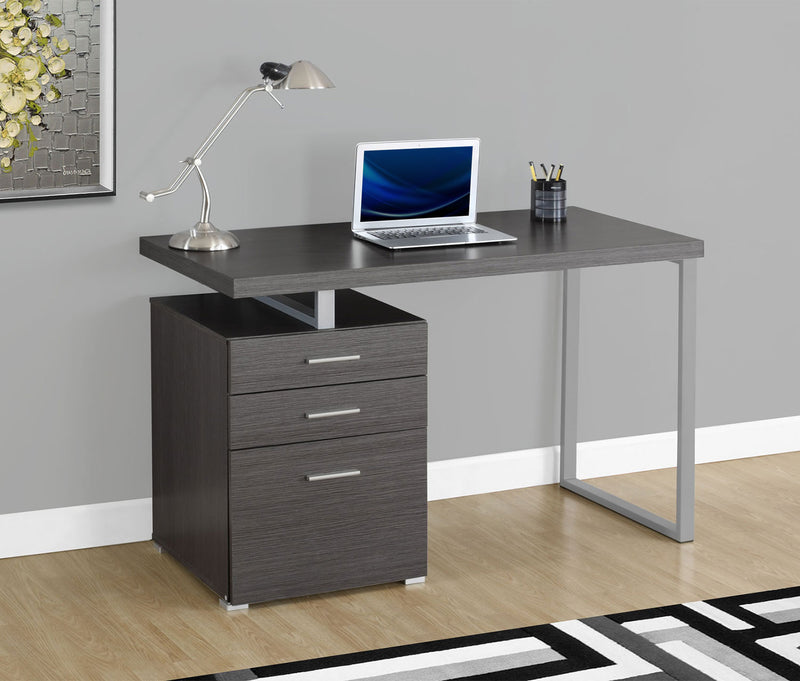 Bureau d’ordinateur Rimini de 48 po à 3 tiroirs - gris