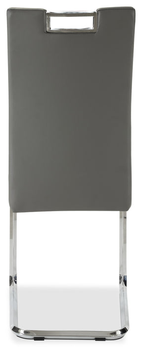 Chaise de salle à manger Tuxedo en tissu de cuir végétalien et en métal - grise