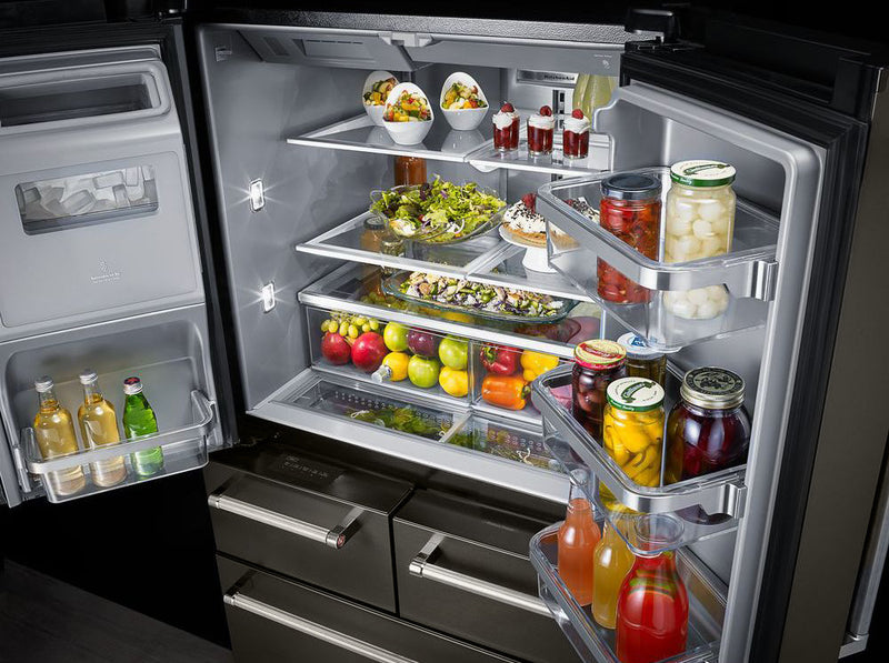 Réfrigérateur KitchenAid de 24 pi³ et de 36 po à multiples portes et à portes françaises - acier inoxydable noir - KRMF706EBS