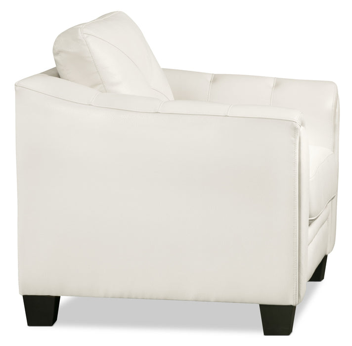 Sofa Andi de 40 po en tissu d’apparence cuir avec capitonnage - beige