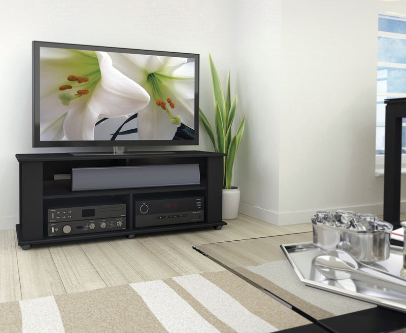 Meuble pour téléviseur moderne Bakersfield de 47 po avec rangement et système de gestion des câbles pour téléviseurs jusqu’à 50 po - noir