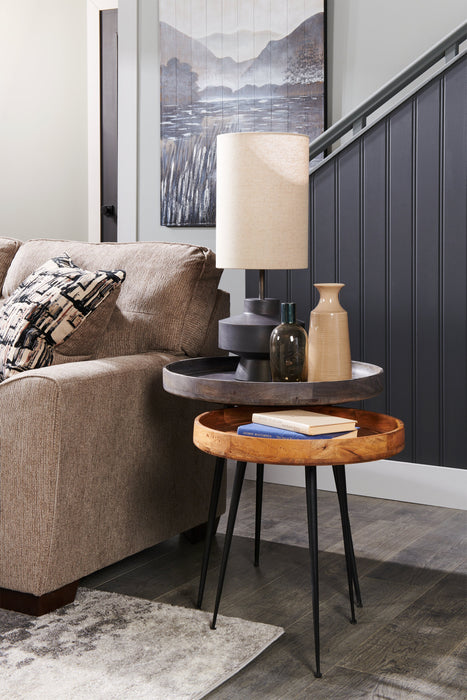 Table d'appoint ronde Nashik de 24 po - gris-brun