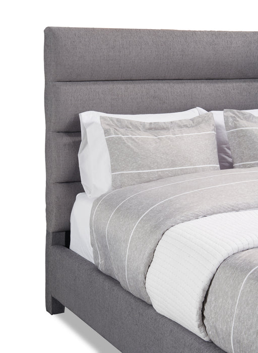 Lit rembourré Naya en tissu gris capitonné - format grand lit