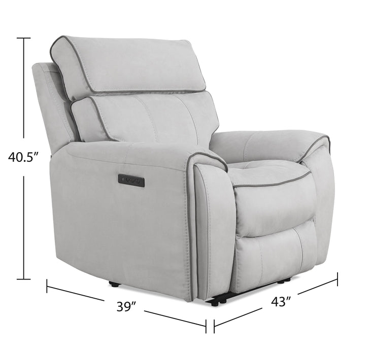 Fauteuil à inclinaison électrique Newport de Cindy Crawford Home de 43 po en suédine avec appuie-tête électrique - gris