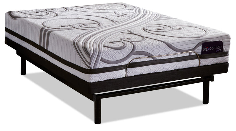 Matelas Gravati iComfort EFX3D pour lit simple très long avec base ajustable Motion Essentials 3