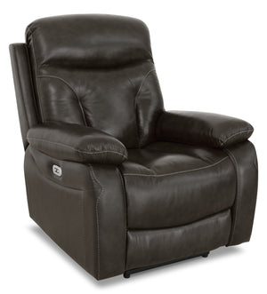 Fauteuil à inclinaison électrique Hayes de 38 po en cuir véritable avec appuie-tête réglable - gris acier
