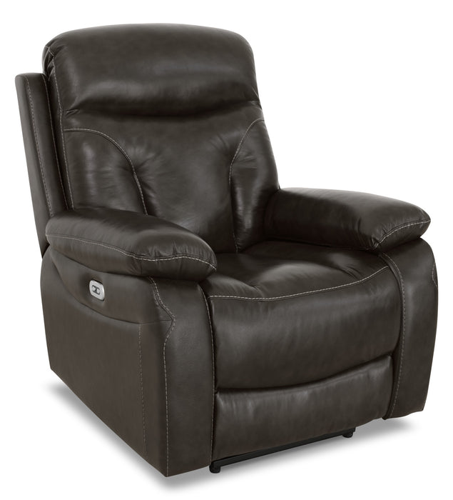 Fauteuil à inclinaison électrique Hayes de 38 po en cuir véritable avec appuie-tête réglable - gris acier