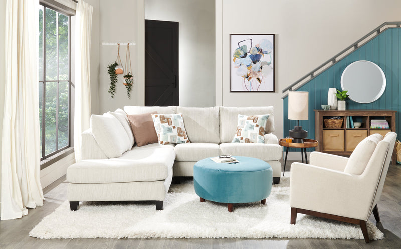 Sofa sectionnel de gauche Nofia 2 pièces fabriqué au Canada en tissu de chenille avec coussins décoratifs et pattes en bois - beige lin