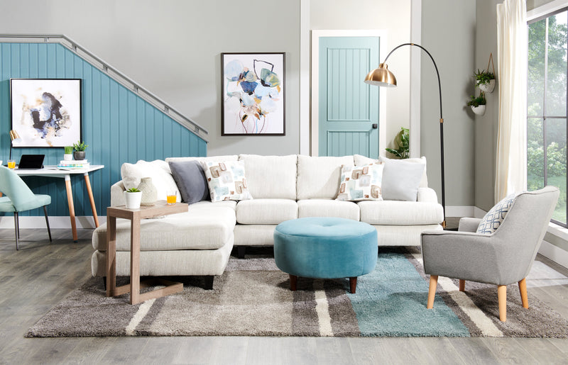 Sofa sectionnel de gauche Nofia 3 pièces fabriqué au Canada en tissu de chenille avec coussins décoratifs et pattes en bois - beige lin