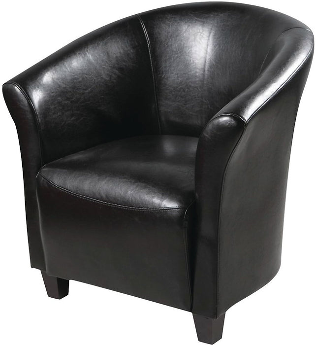 Fauteuil d’appoint Ethan de style gondole de 31 po en similicuir avec pattes en bois - noir