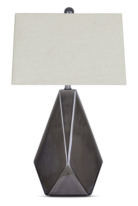 Lampe de table en céramique gris fumé