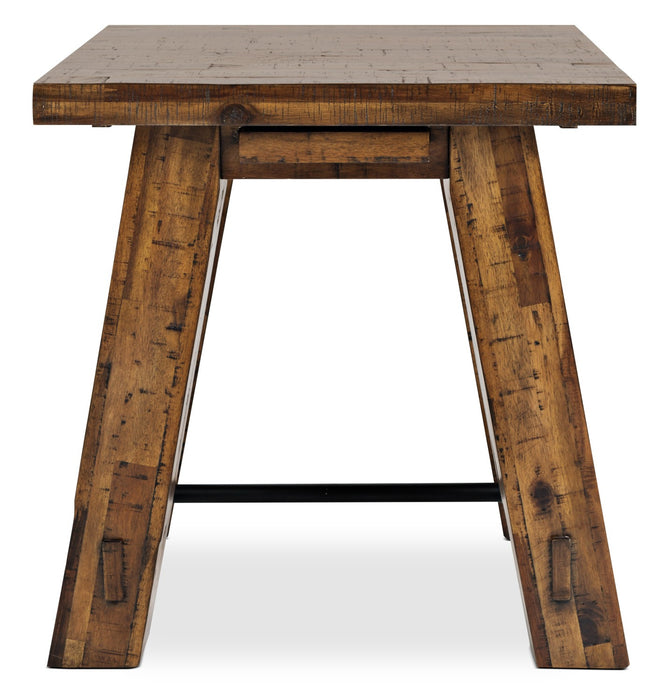 Table de bout rustique Galeveston de 22 po avec tablette - bois à grain de bois brun
