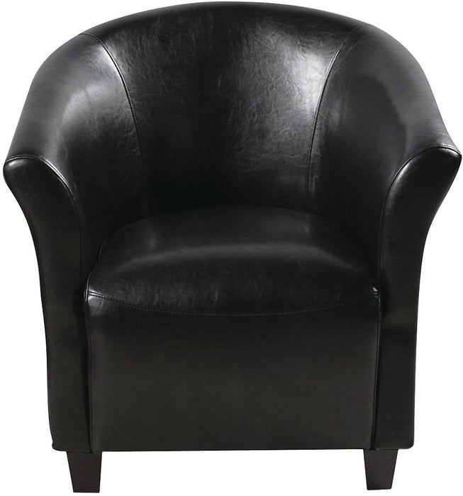 Fauteuil d’appoint Ethan de style gondole de 31 po en similicuir avec pattes en bois - noir