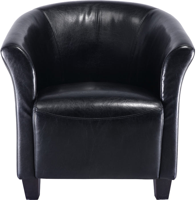Fauteuil d’appoint Ethan de style gondole de 31 po en similicuir avec pattes en bois - noir