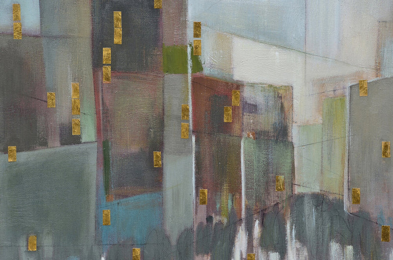 Ville abstraite sur toile encadrée - 40 po x 60 po 