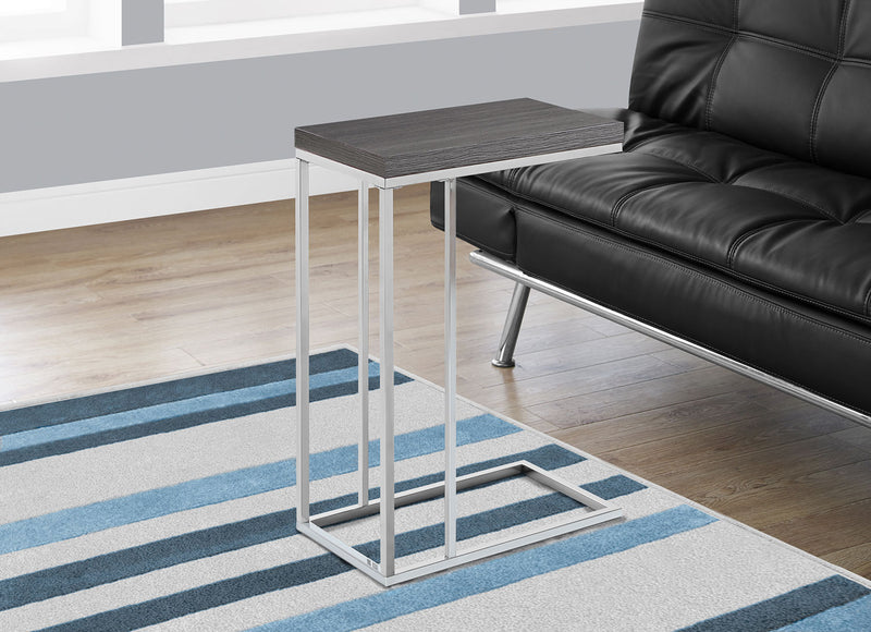 Table d'appoint Arroh de 18 po en forme de C - gris et chrome