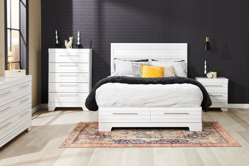 Table de nuit Olivia de 23,5 po (L) x 25,2 po (H) à 2 tiroirs, fabriquée au Canada - blanche