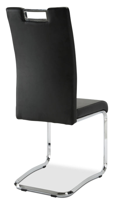 Chaise de salle à manger Tuxedo en tissu de cuir végétalien et en métal - noire