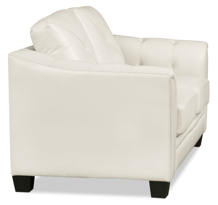 Causeuse Andi de 62 po en tissu d’apparence cuir avec capitonnage - beige