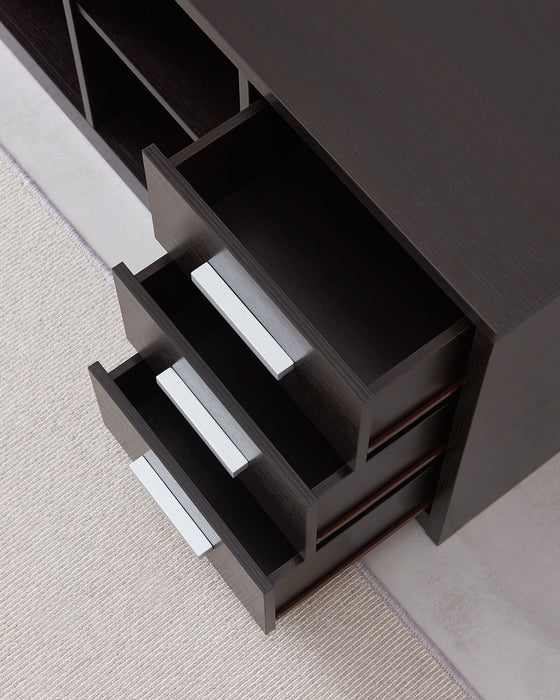 Bureau en coin réversible Owen de 55 po à 4 tiroirs et compartiments - espresso