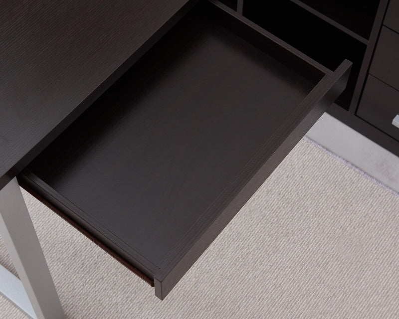 Bureau en coin réversible Owen de 55 po à 4 tiroirs et compartiments - espresso