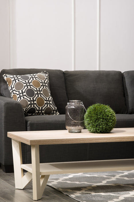 Ensemble 3 tables modernes Arika de 47,5 po (table à café et 2 tables de bout) avec tablette - ivoire 