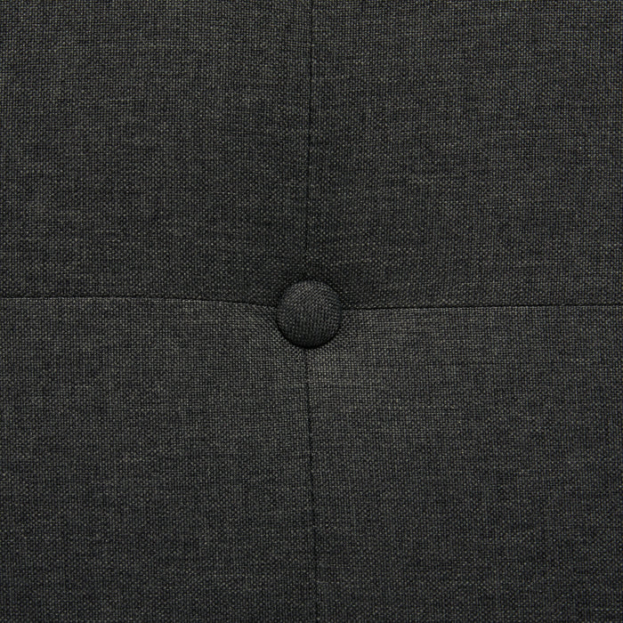 Lit rembourré Page en tissu d’apparence lin anthracite avec capitonnage à boutons - format très grand lit