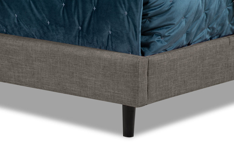 Lit plateforme rembourré Paseo en tissu gris - format lit double