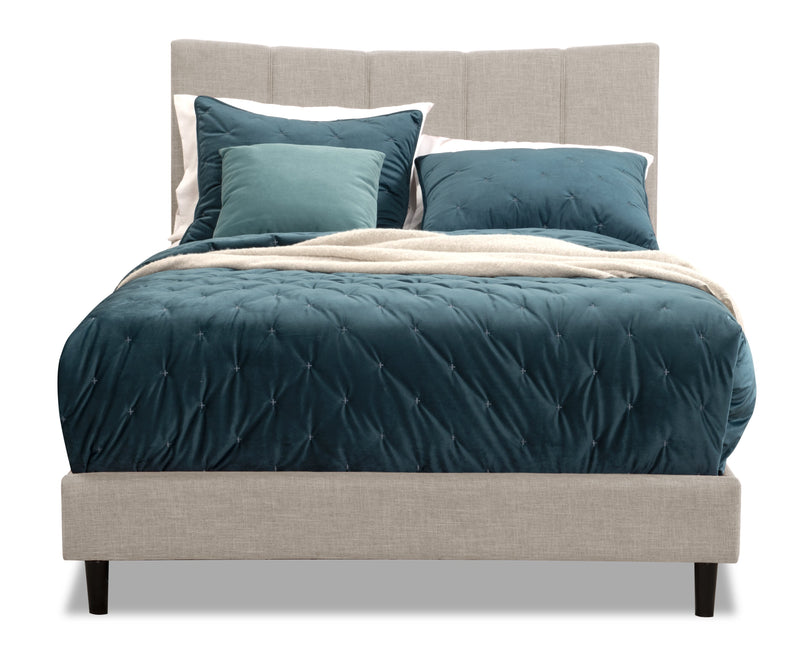 Lit plateforme rembourré Paseo en tissu taupe - format lit double