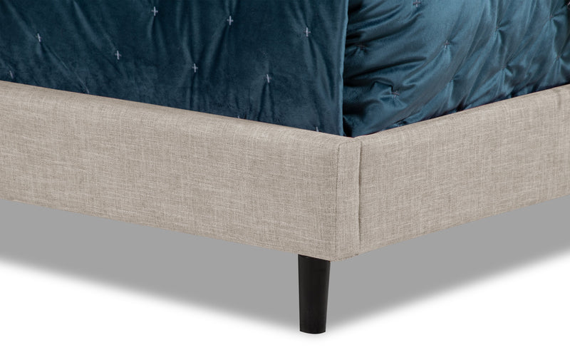 Lit plateforme rembourré Paseo en tissu taupe - format très grand lit