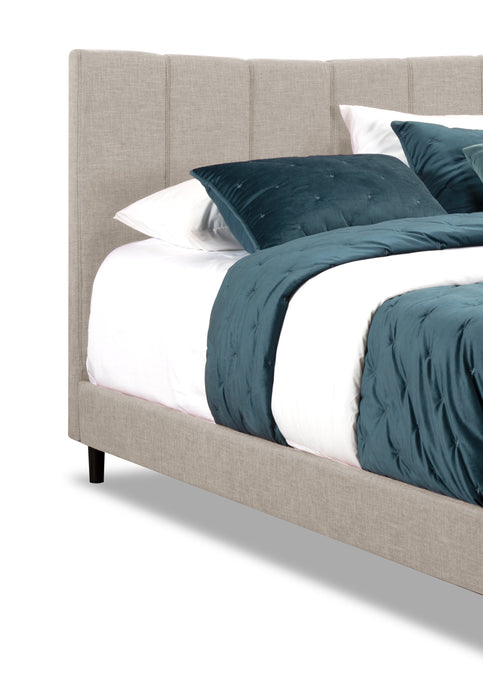 Lit plateforme rembourré Paseo en tissu taupe - format grand lit