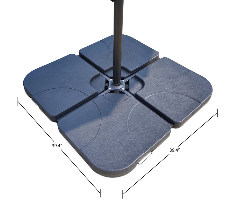Socle de parasol 4 pièces pour la terrasse à l’extérieur, plastique résistant aux intempéries, universel, base remplie d’eau ou de sable - noir