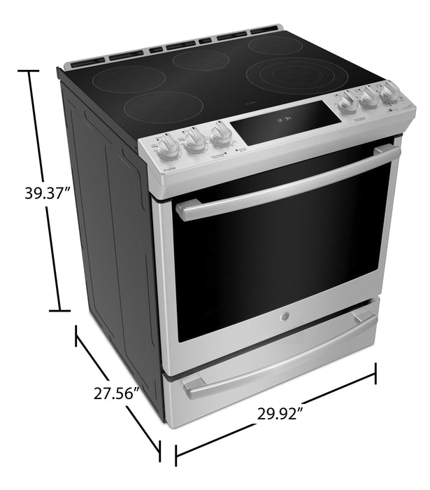 Cuisinière encastrée Profile de 5,3 pi³ avec tiroir de cuisson à 450 degrés et convection européenne véritable - acier inoxydable résistant aux traces de doigts - PCS940YMFS
