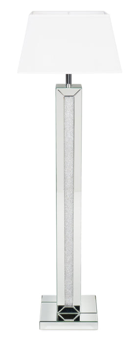 Lampe à pied somptueuse Persia de 54,3 po avec verre, miroir et cristaux en acrylique