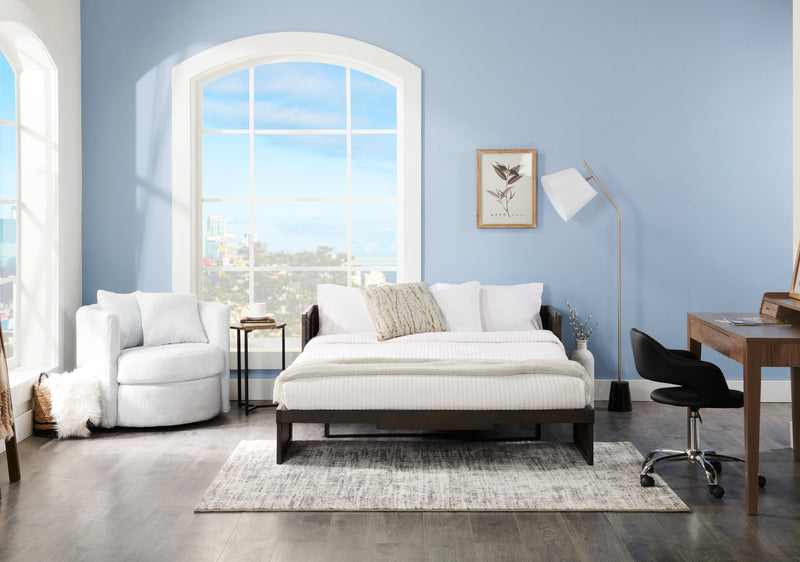 Fauteuil d’appoint pivotant Cuddler Petite de 36 po fabriqué au Canada en tissu de chenille - gris Teddy Star