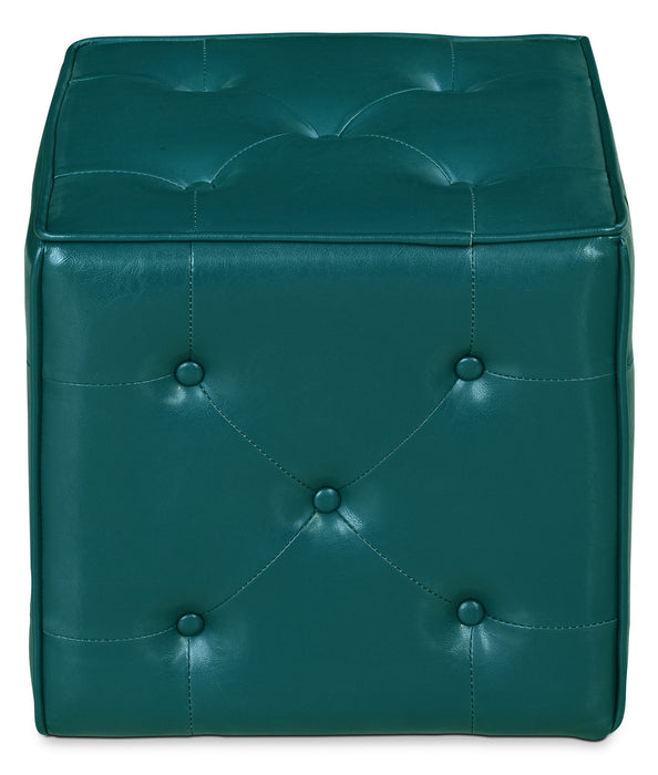 Pouf cubique Talbott de 17,5 po - similicuir bleu sarcelle