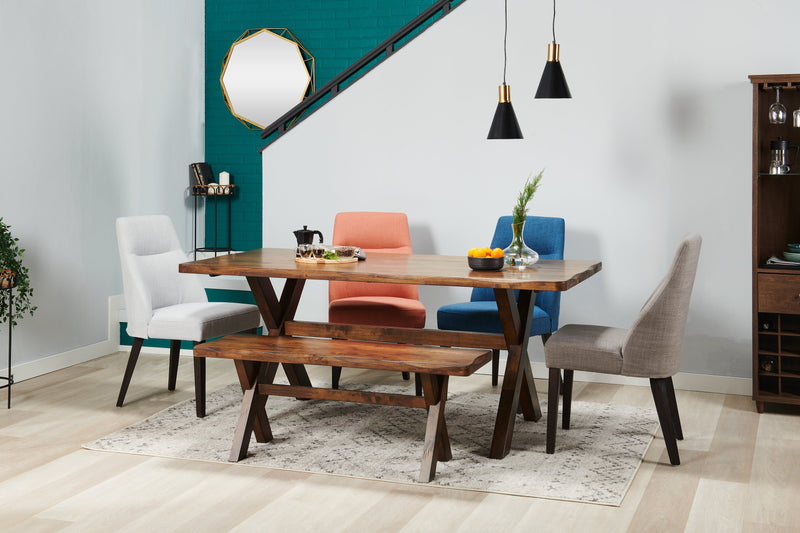 Banc de salle à manger Plum de 47,25 po (L) en bois avec apparence de bordures Live Edge - brun muscade