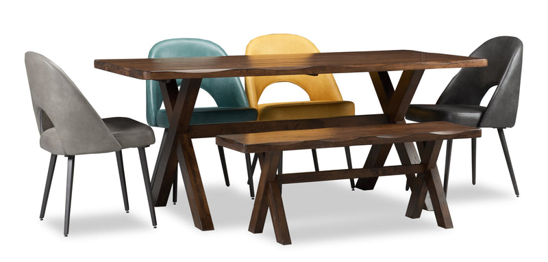 Table de salle à manger Plum de 70,75 po (L) en bois avec apparence de bordures Live Edge - brun muscade