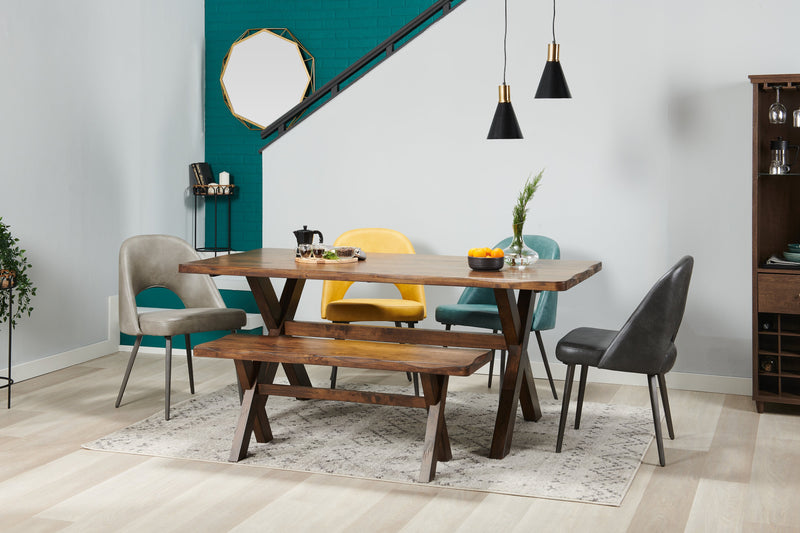 Table de salle à manger Plum de 70,75 po (L) en bois avec apparence de bordures Live Edge - brun muscade