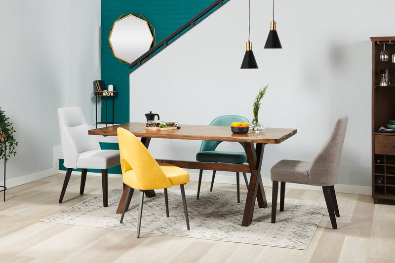 Table de salle à manger Plum de 70,75 po (L) en bois avec apparence de bordures Live Edge - brun muscade