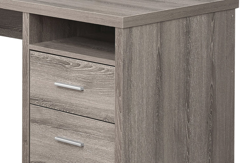 Bureau en forme de L réversible Pollie de 78,75 po à 2 tiroirs et compartiment - taupe foncé 