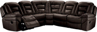  Sofa sectionnel inclinable Leo 5 pièces en tissu d’apparence cuir - brun noyer