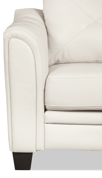 Sofa Andi de 40 po en tissu d’apparence cuir avec capitonnage - beige