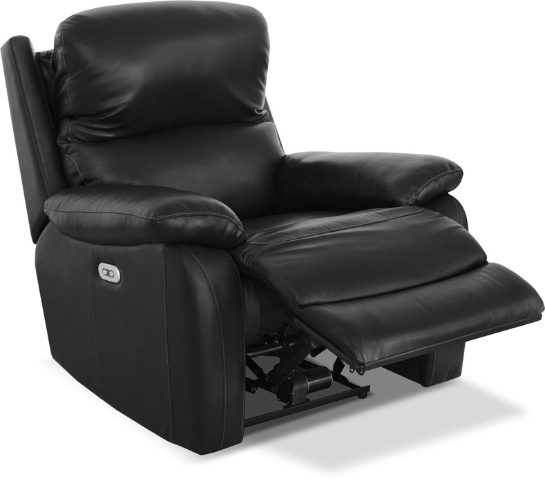Fauteuil à inclinaison électrique Grove de 36 po en cuir véritable avec appuie-tête réglable - noir