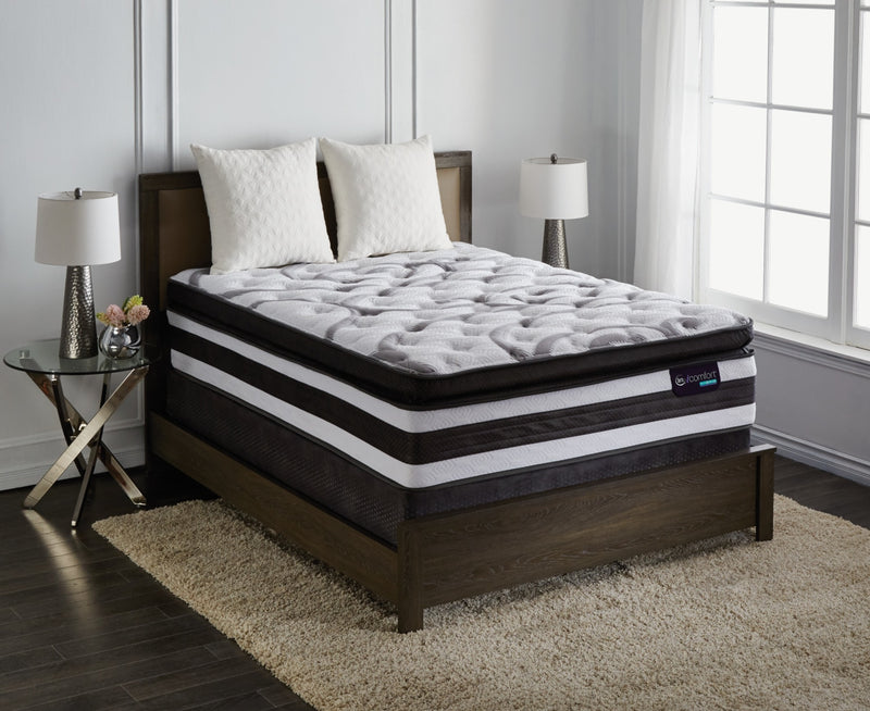 Ensemble semi-ferme à plateau-coussin épais Manolo iComfort Hybride de Serta pour très grand lit
