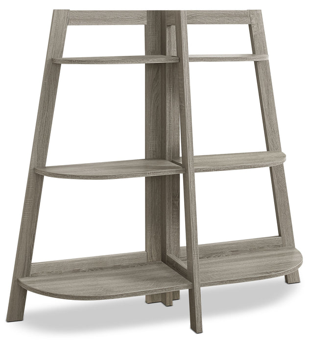 Bibliothèque en coin Aline de 51 po avec 3 tablettes ouvertes - taupe foncé
