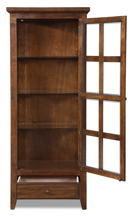 Armoire vitrée Bardini de 28,25 po avec porte en verre encadrée - brun cerisier 