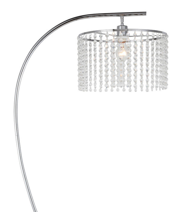 Lampe à pied arquée et somptueuse Sparkle de 72 po argentée avec base en marbre et abat-jour en cristaux de verre