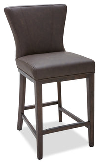 Tabouret 26 po Quinn de hauteur comptoir en tissu de cuir végétalien - brun