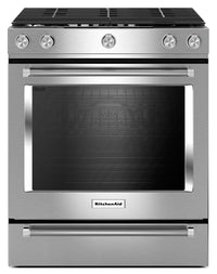  Cuisinière à gaz KitchenAid de 5,8 pi³ avec technologie AquaLiftMD et autonettoyage - acier inoxydab…